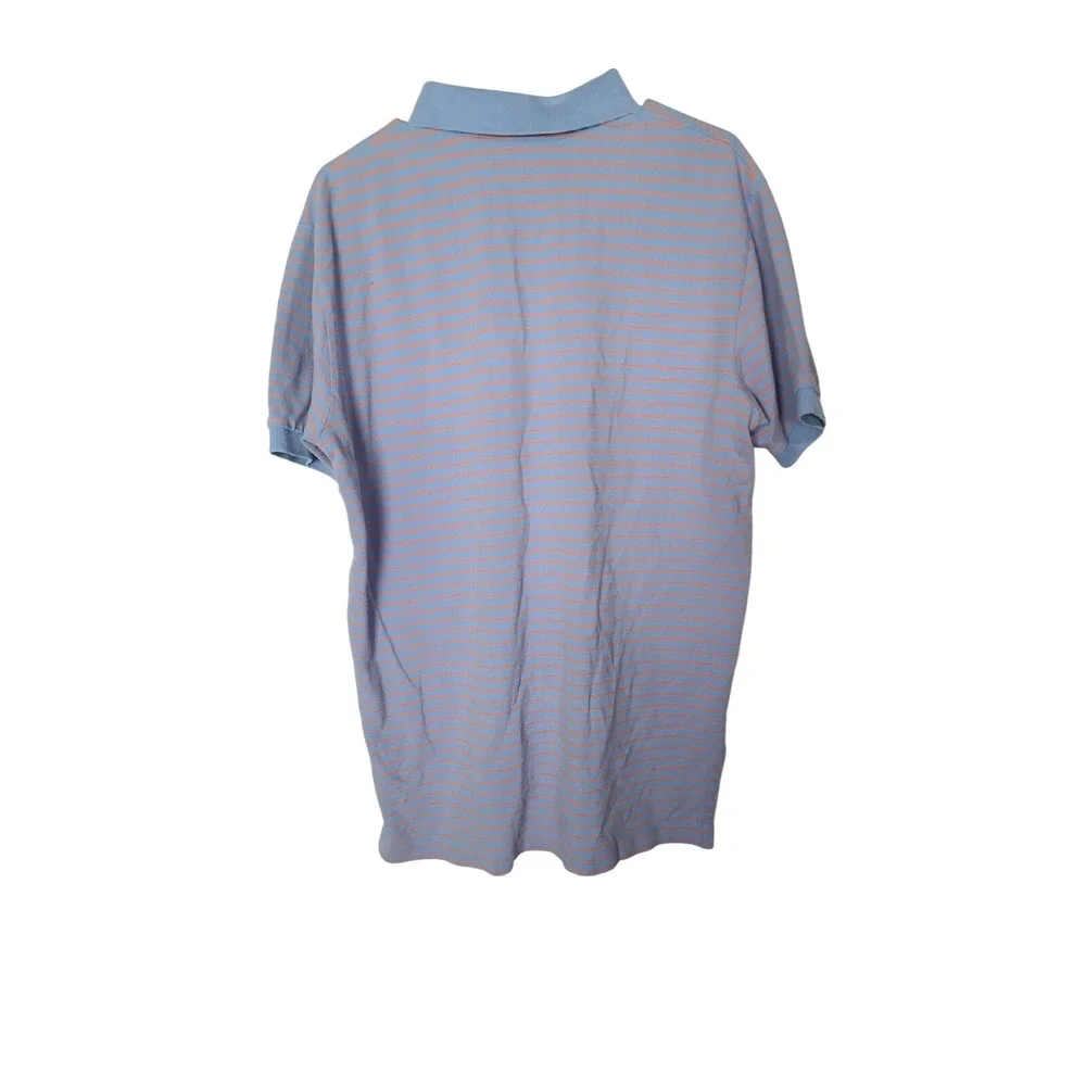 Polo Ralph Lauren Mens Large Blue Orange Striped Short Sleeve Cotton‎ Polo Shirt